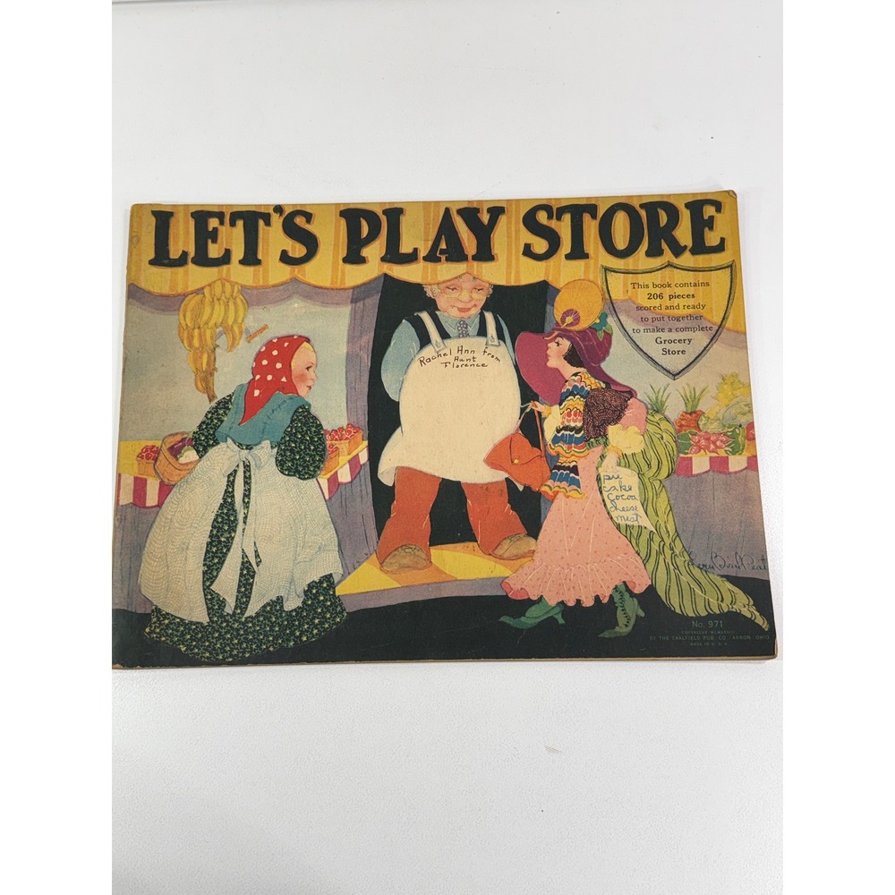 1933 Lets Play Store Punch Out Book Uncut Saalfield 971 Fern Bisel Peat